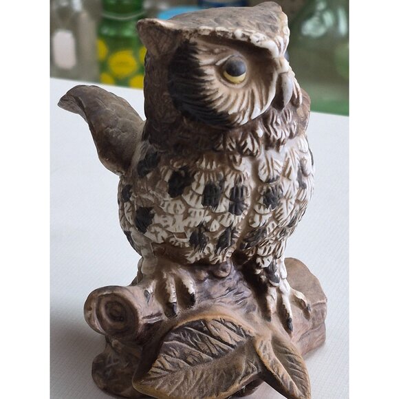 Vintage 1970s Homco Pair Great Horned Owl Porcelain Figurines Owls Set 2 Birds - Picture 7 of 12